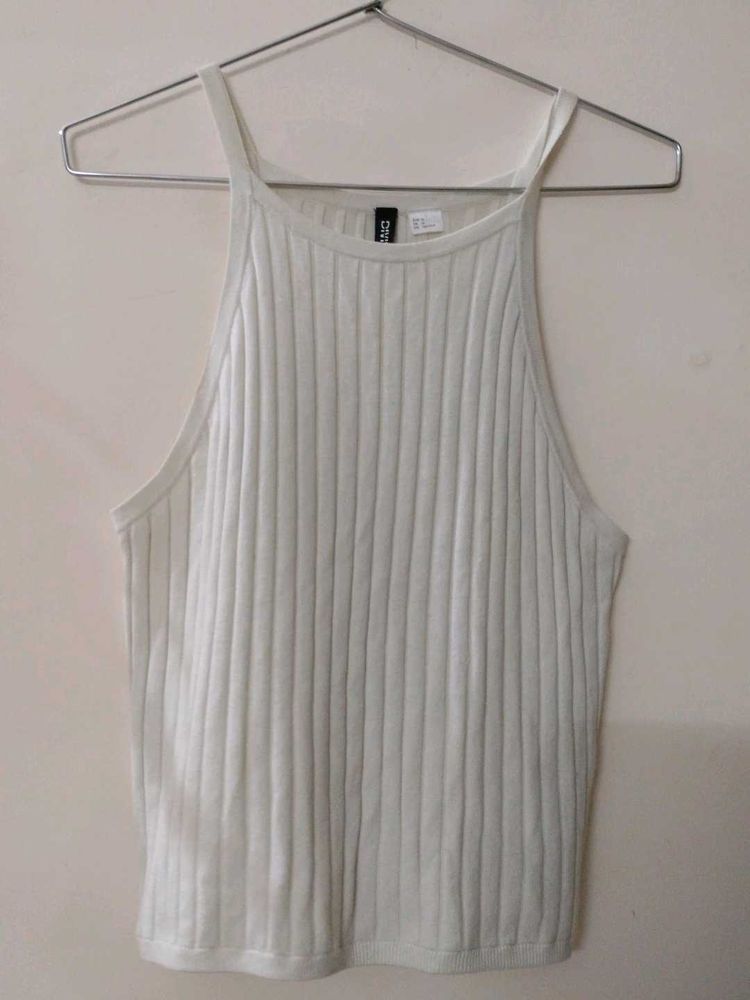 White Ribbed Tank Top