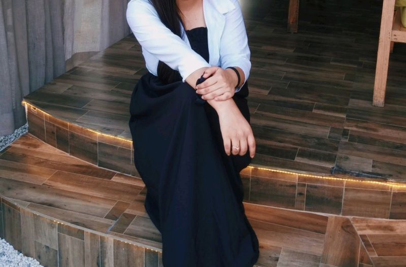 Black Dress With White Shrug