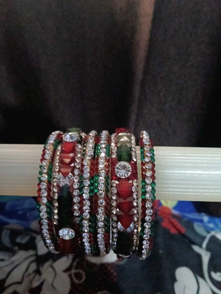 Sparkling Red and Green Bangles
