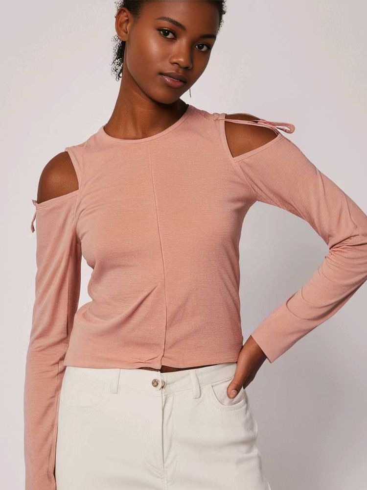 Cute Peach Cold Shoulder Top