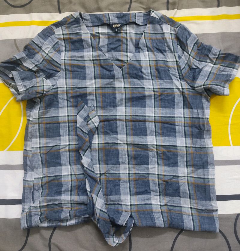 Tie Up Boxy Grey Check Top 🦋