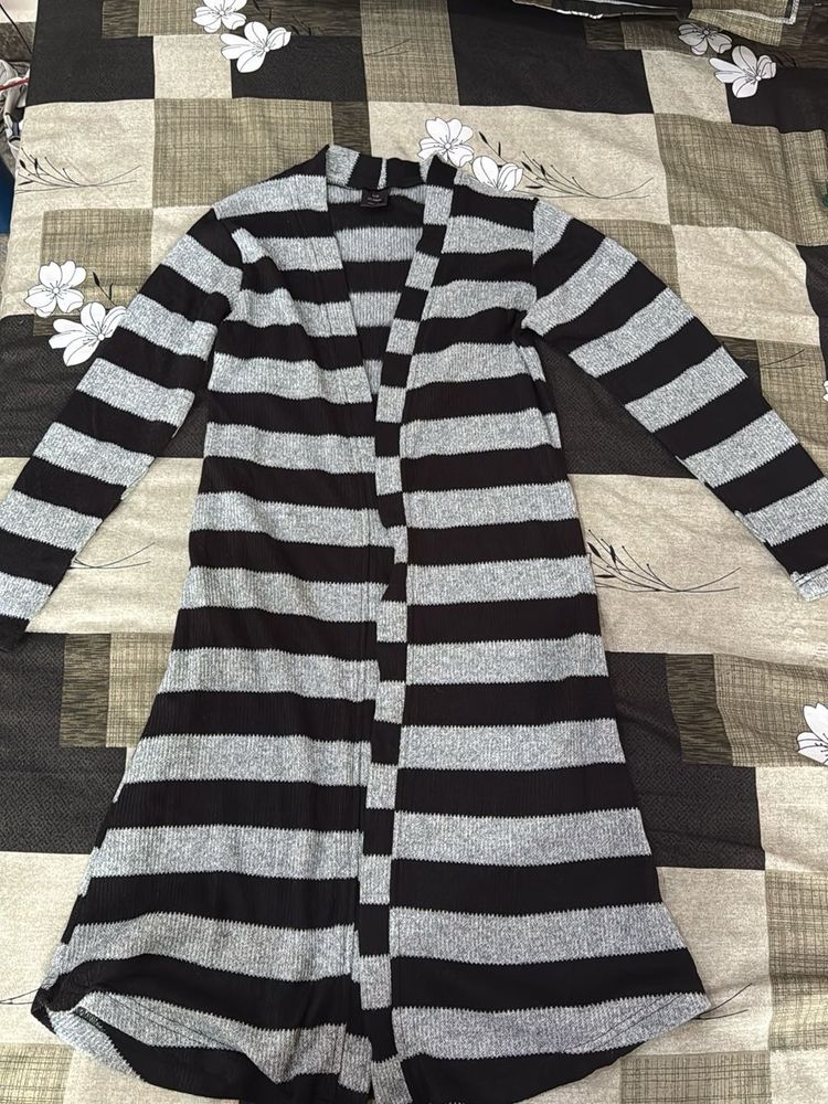 Striped Open Front Cardigan