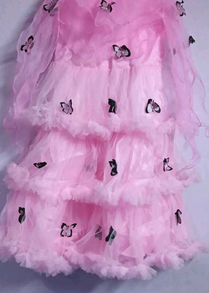 Pink Butterfly Layered Dress