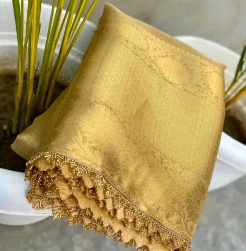 Tissue Saree With Double Kanchi Weaving Border