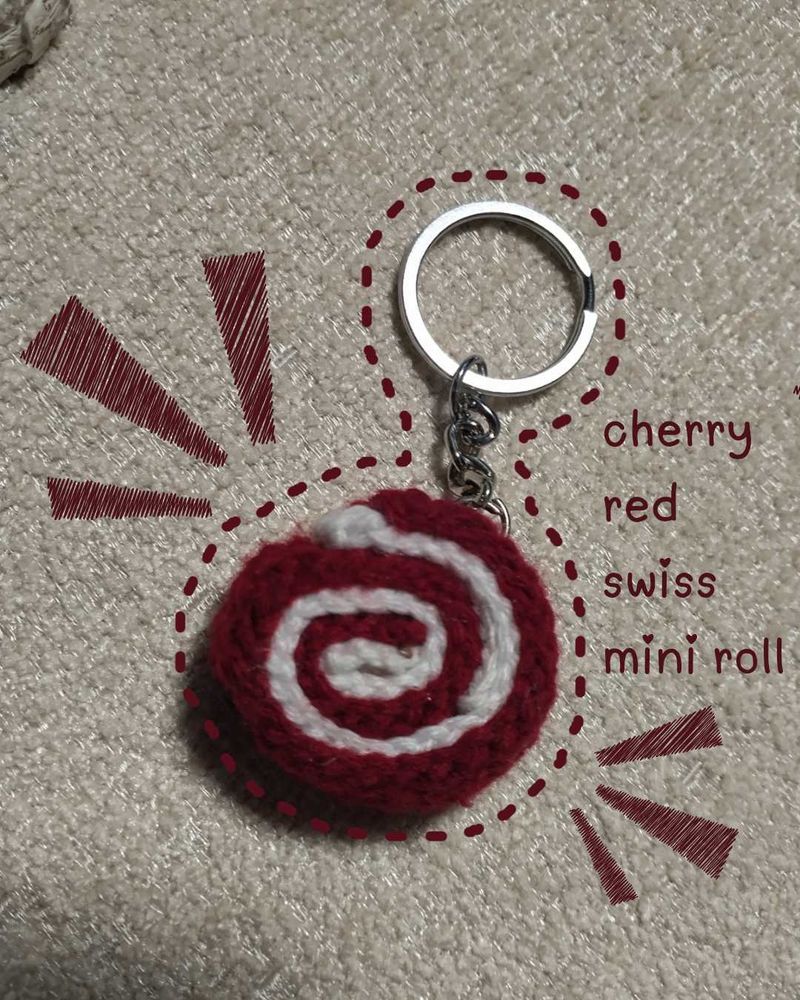 cherry red Swirl Cake Keychain