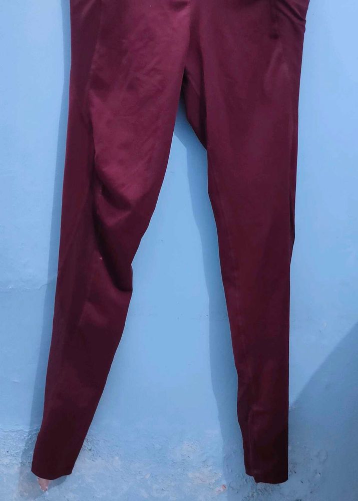 Solid Women Maroon Tights