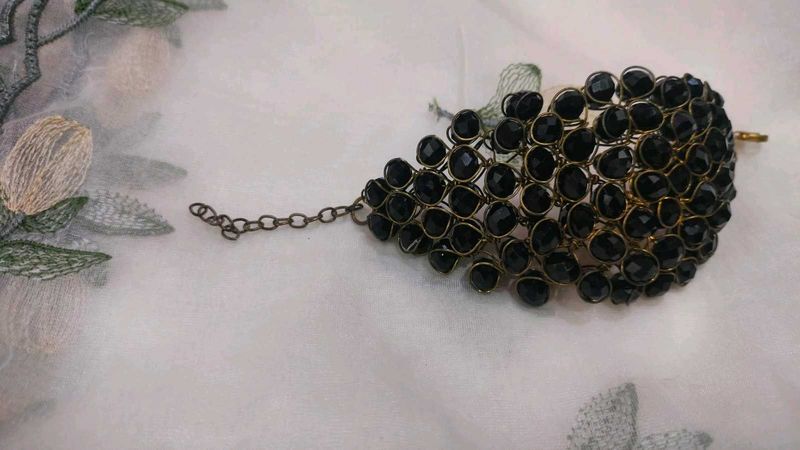 Black Beaded Statement Bracelet