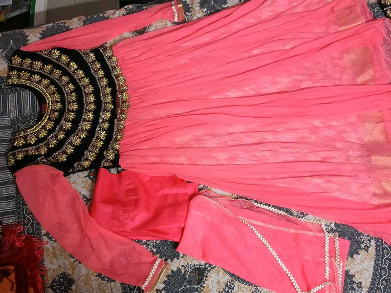 Elegant Pink Embroidered Anarkali Suit