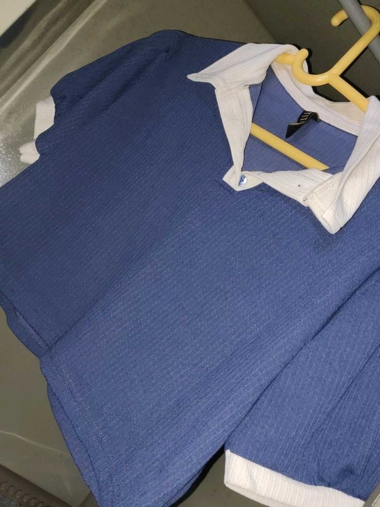 Chic Blue &amp; White Polo Shirt