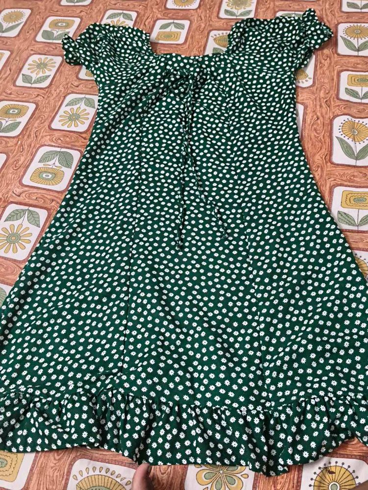 Green Ditsy Print Dress