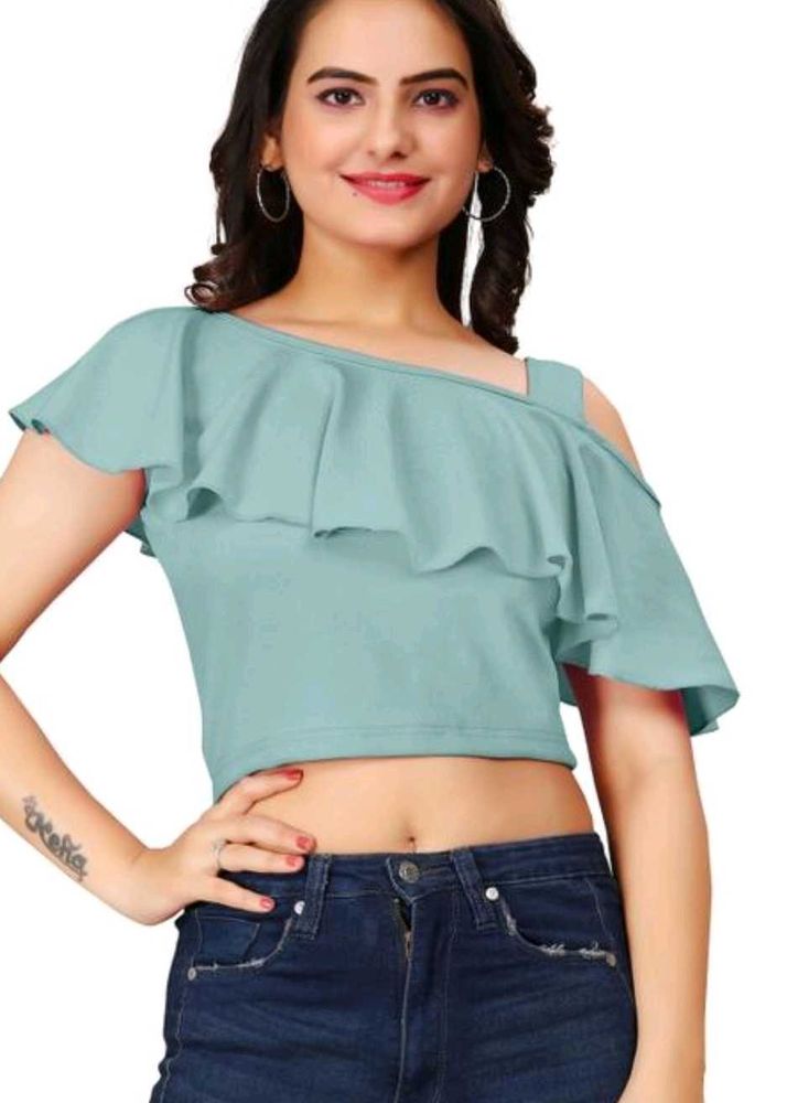 Ruffle One-Shoulder Crop Top