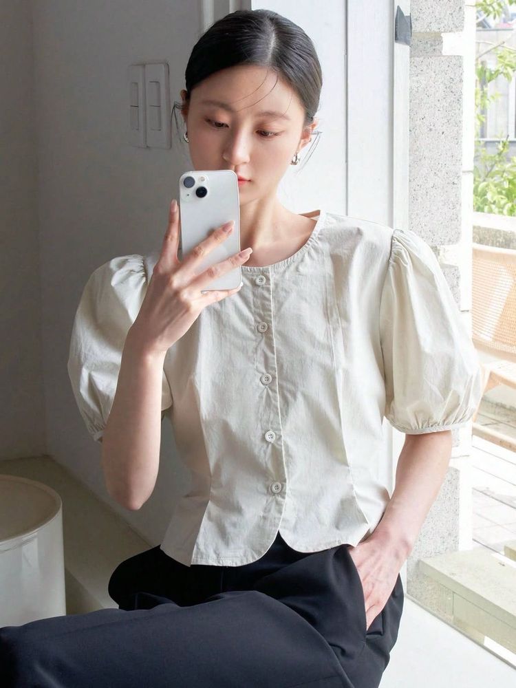 Trending Korean Top Fluffy Shoulder