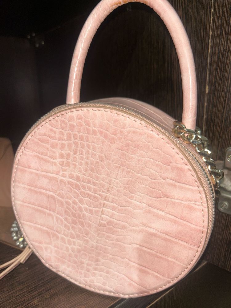 Zara Pink Croc Circle Bag