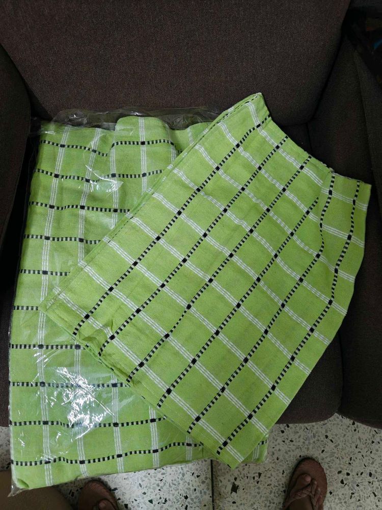 Handloom Double Checked Green Bedsheet Set