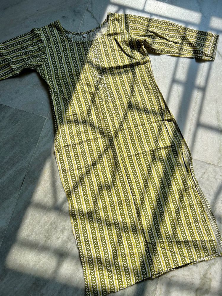 Cotton Green Patterned Kurta
