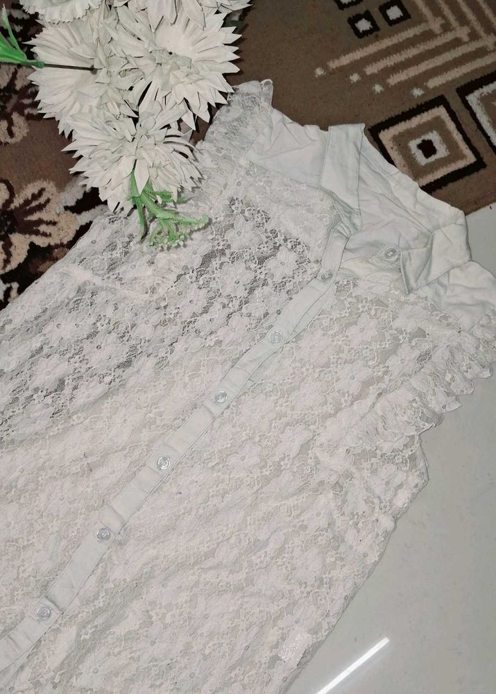 Cute Pinteresty Off White Sheer Top