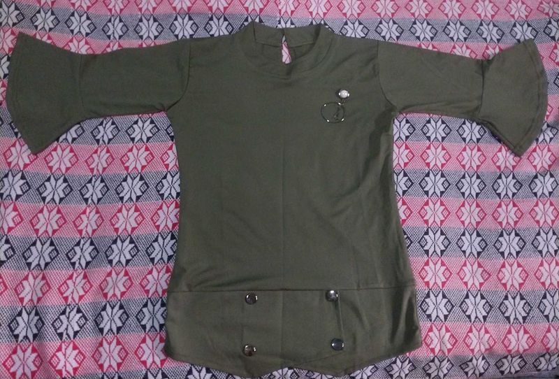 Casual Olive Green Top