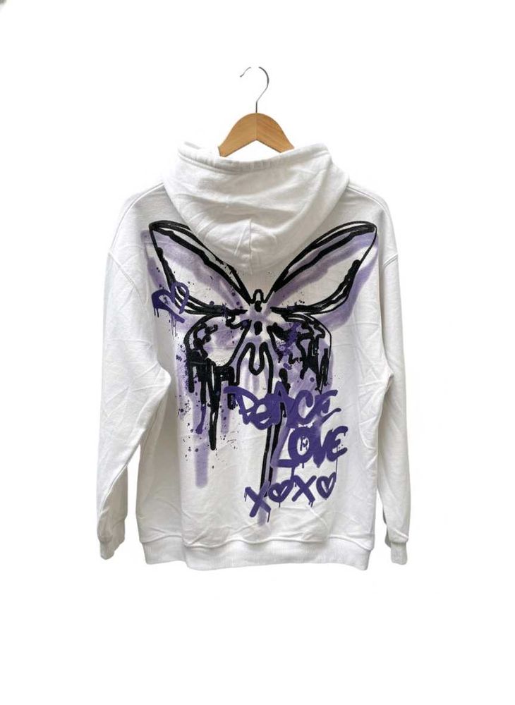White Graphic Print Hoodie