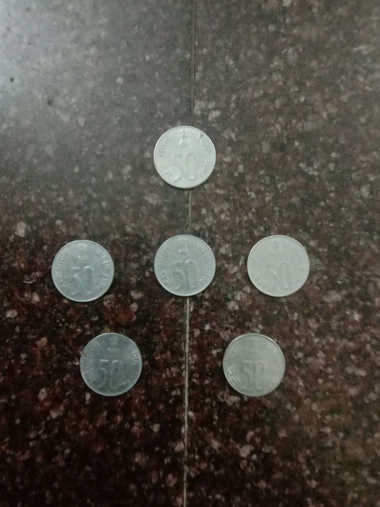 6 Old 50 Paisa Coin From Different Years