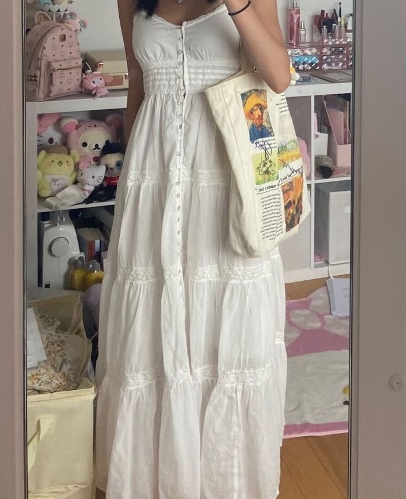 Mango Frill White Cotton Dress