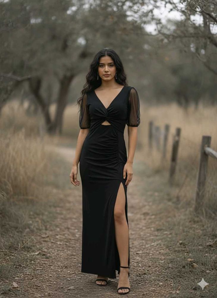 Elegant Black Cutout Maxi Dress