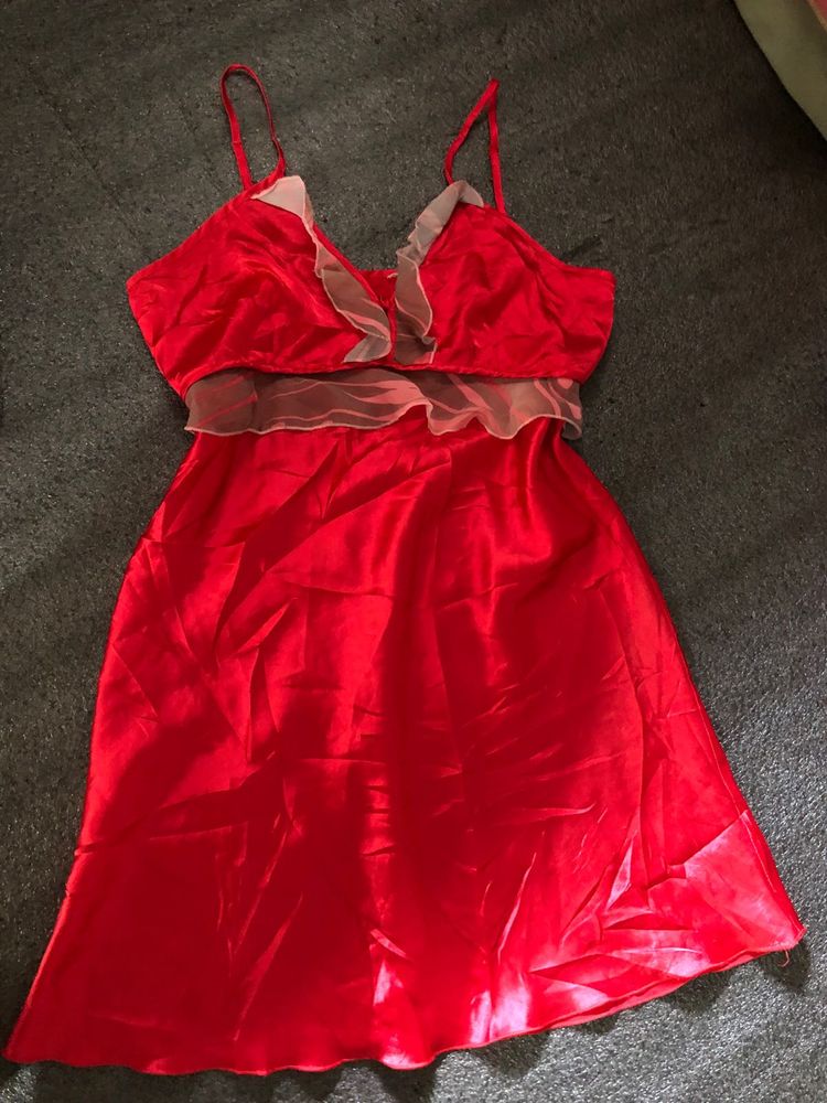 Red Satin Slip Nighty/Dress
