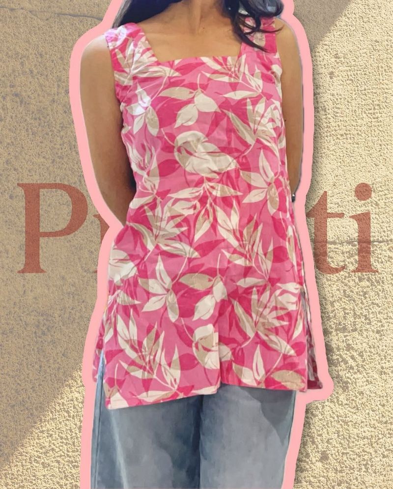Pink Floral Sleeveless Top