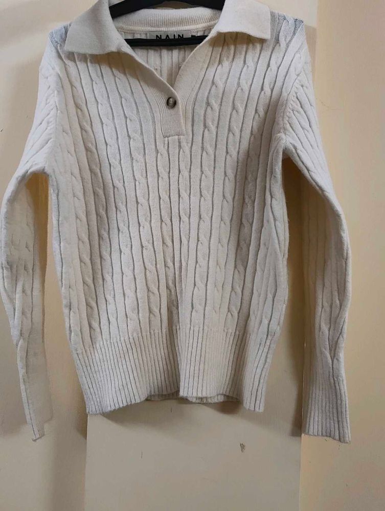 Cable Knit Collared Sweater