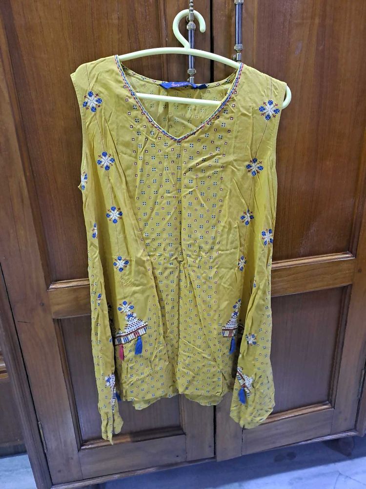 Indo Western Printed High-low Cotton Kurta