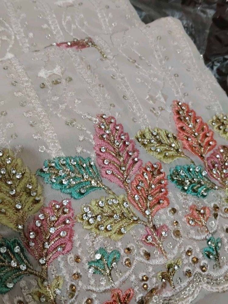 peach colour  jarkan dress material