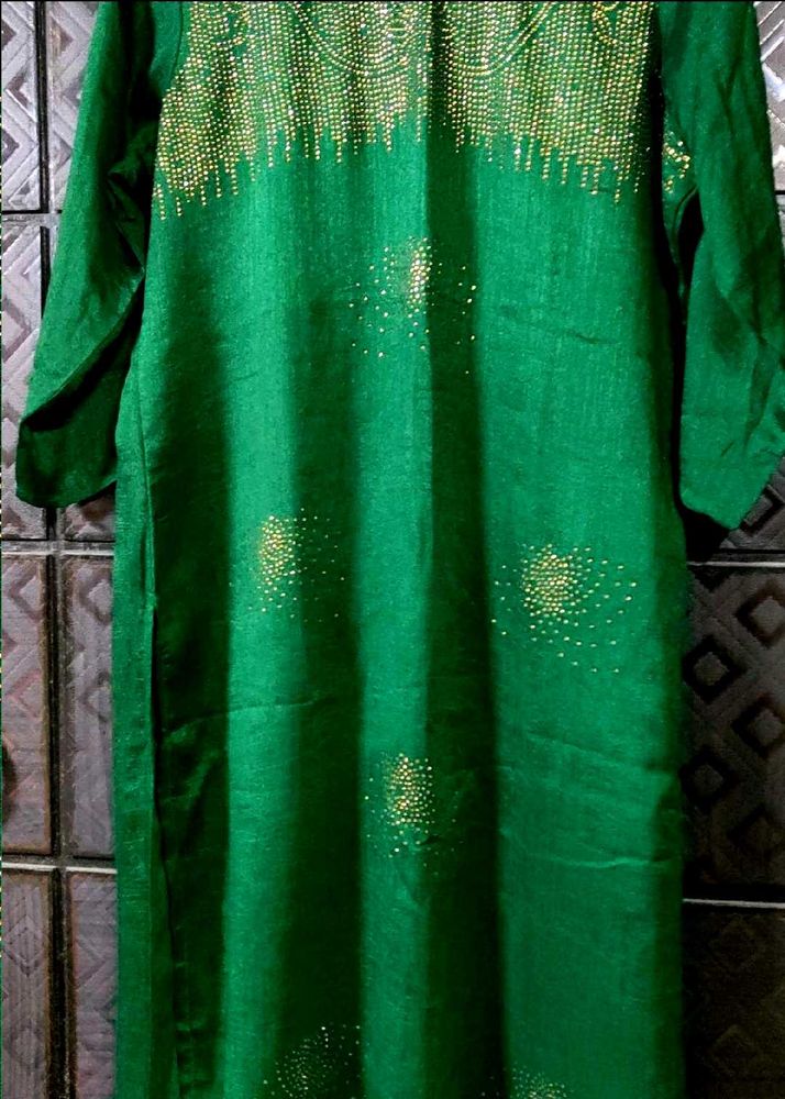 NEW UNUSED VICHITRA SILK Emerald Green Kurta