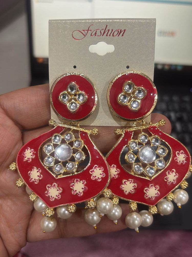 RED PARI KUNDAN EARRINGS