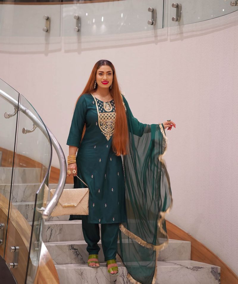 Emerald Green Embroidered Salwar Suit