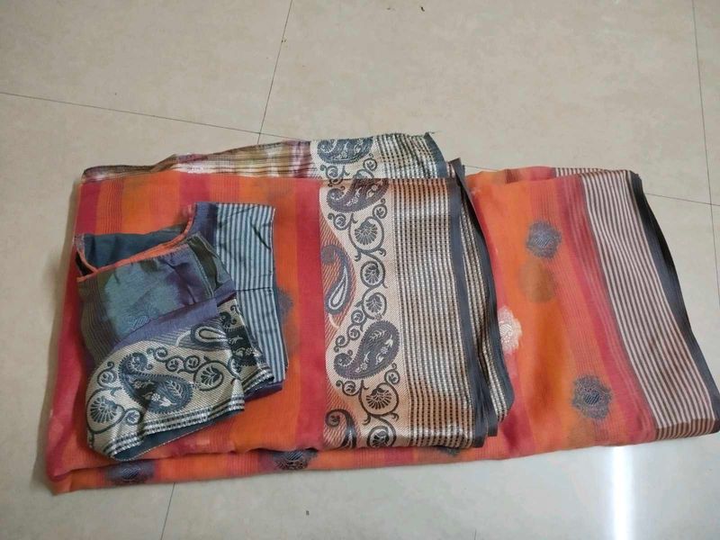 Elegant Orange Blend Saree