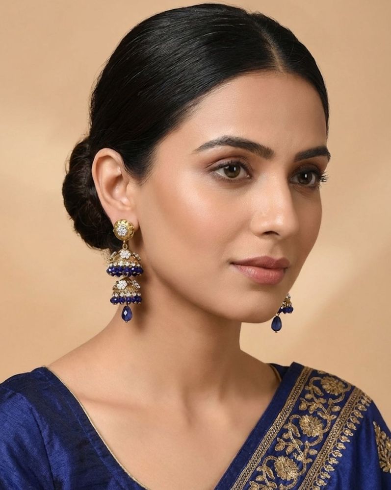 Elegant Blue Jhumka Earrings