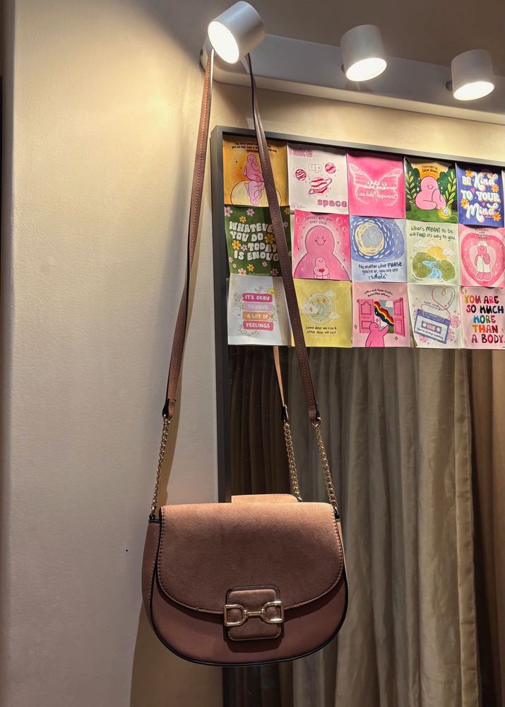 H&amp;M Suede Blend Mauve Crossbody Bag