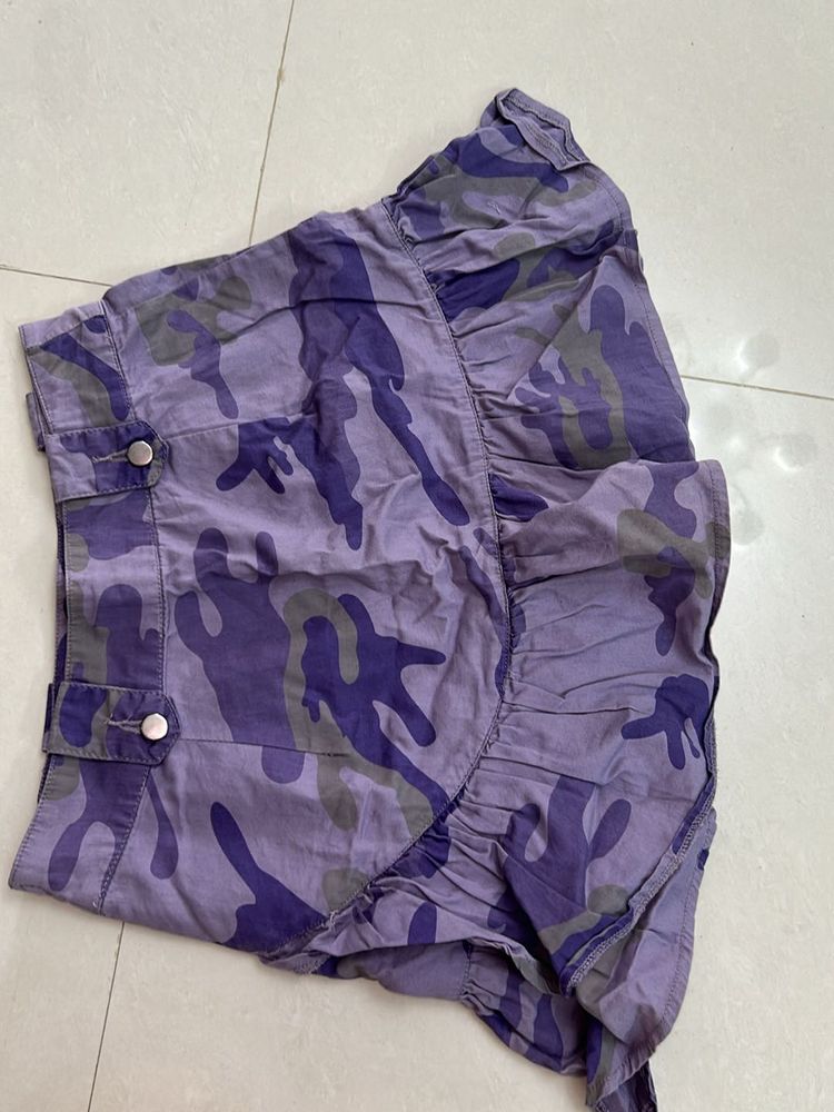 Girls’ Purple Camo Ruffle Skirt – Casual Street St