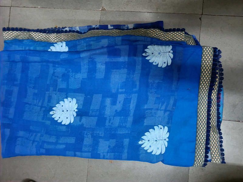Elegant Blue Floral Saree