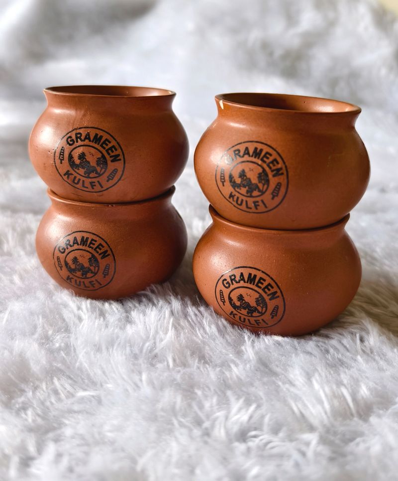 Small Matka Kulfi/Ice Cream Clay Pots (Set Of 4)