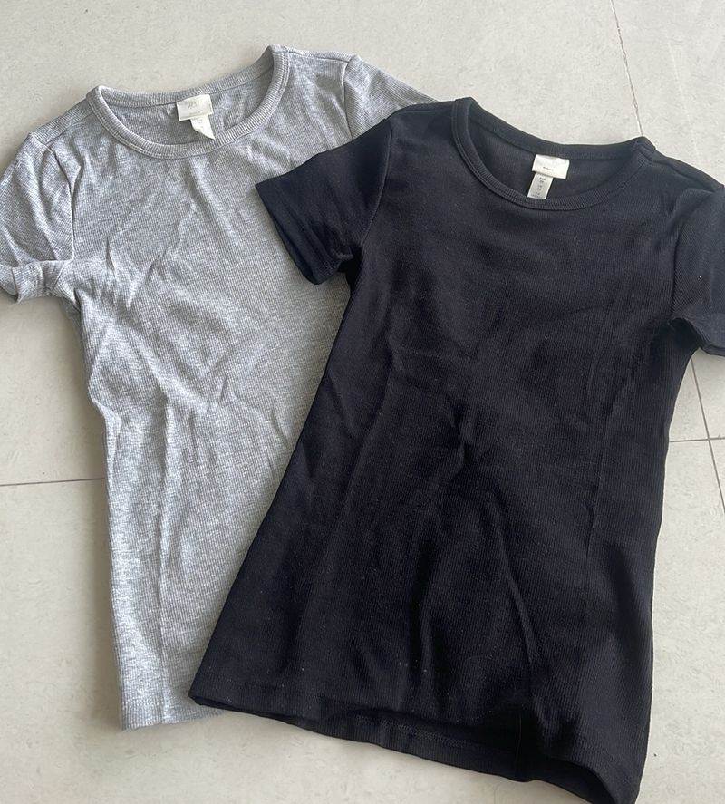 H&amp;M Set Of 2 Basic Ribbed Tops