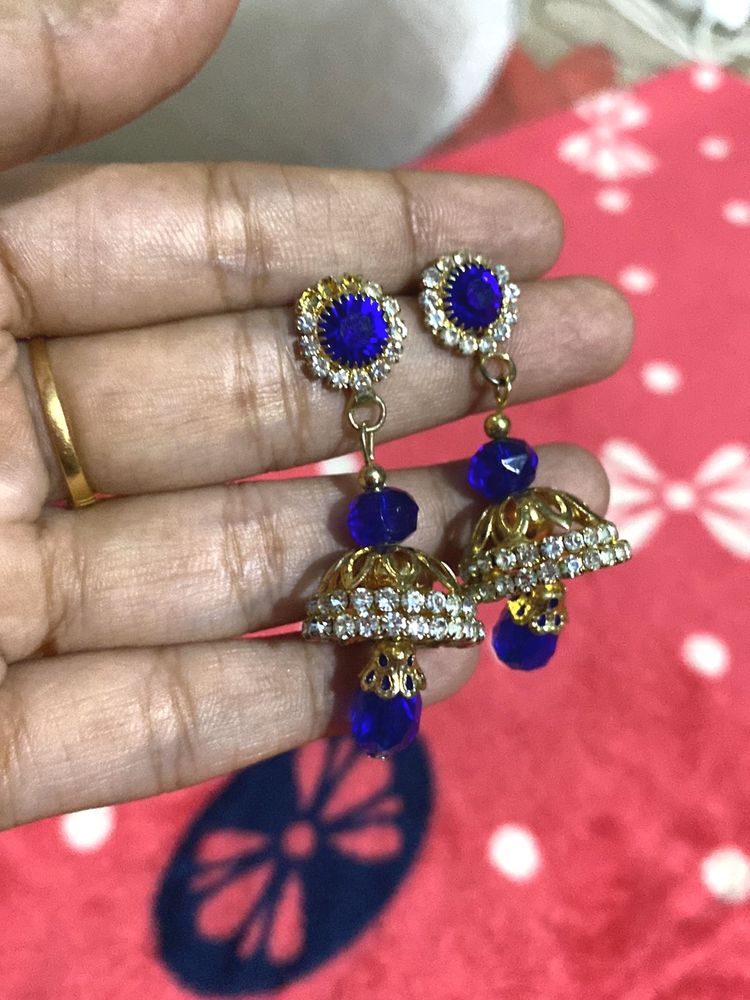 Dark Blue Traditional Jhumkas