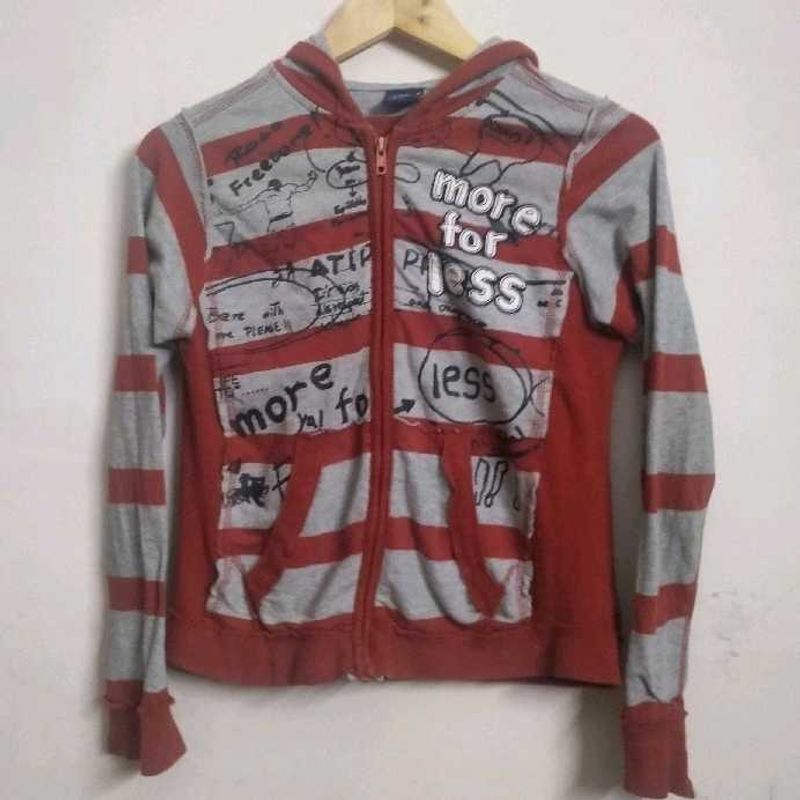 Striped Zip-Up warm Hoodie