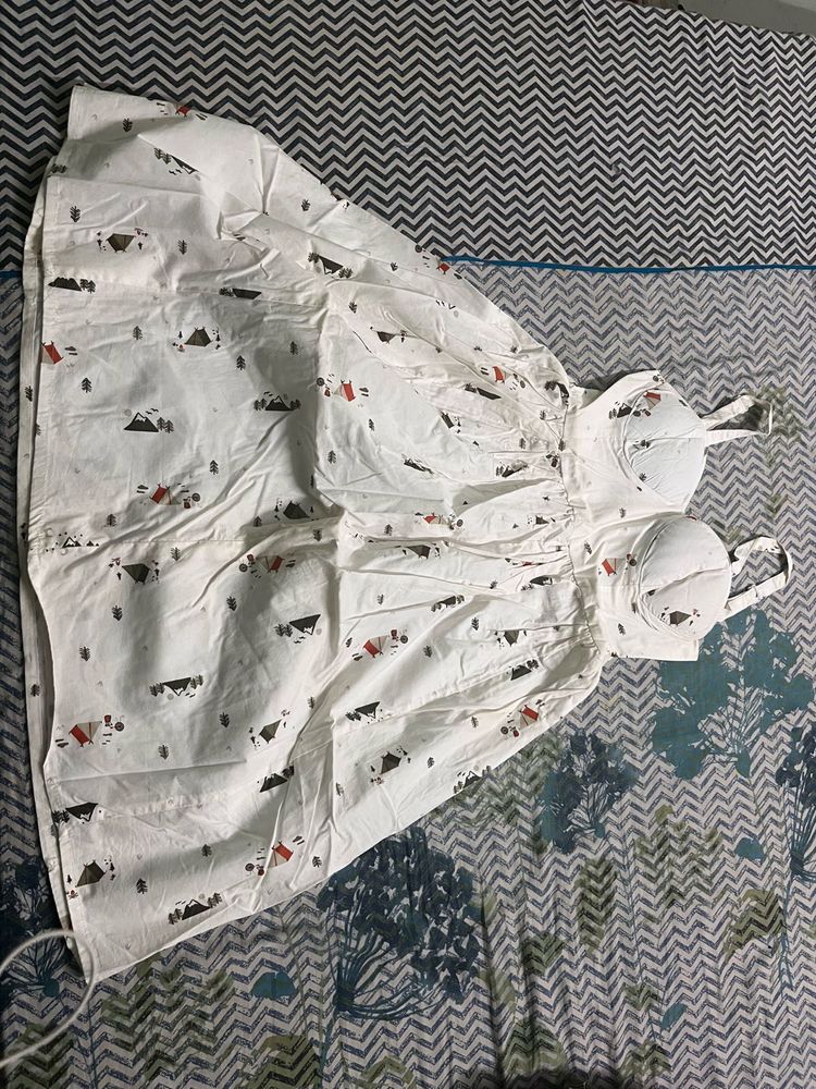 White Christmas theme Printed Dress