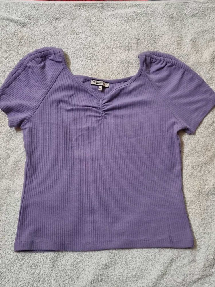 Purple Ribbed Top