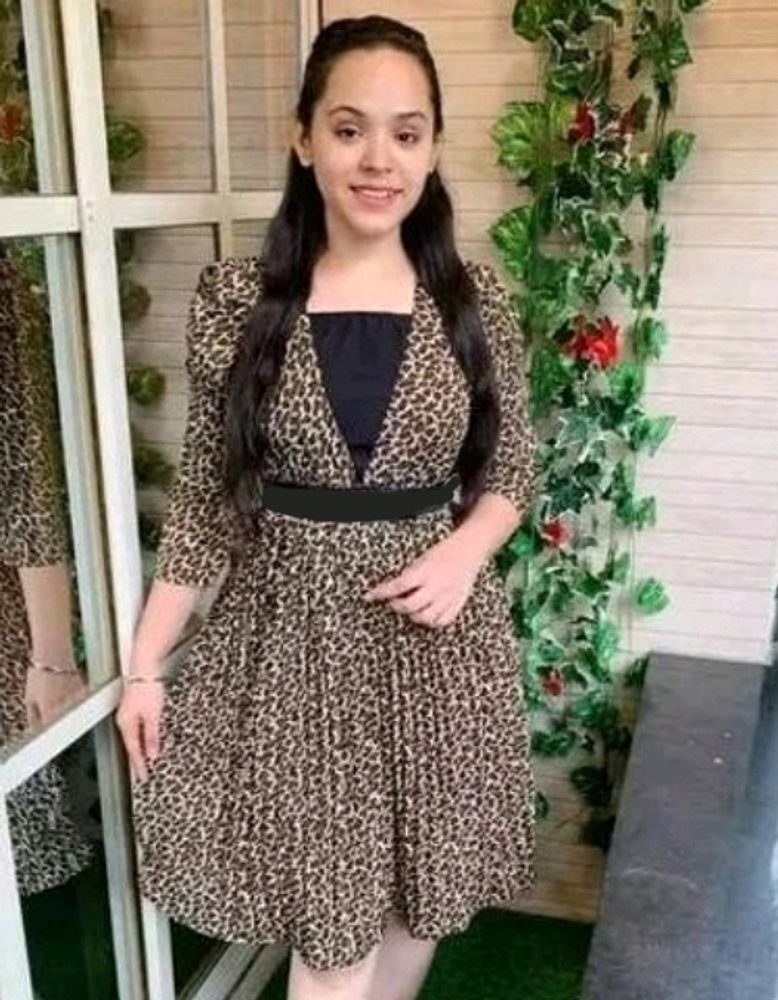 Tiger Printed A Line Party Dress