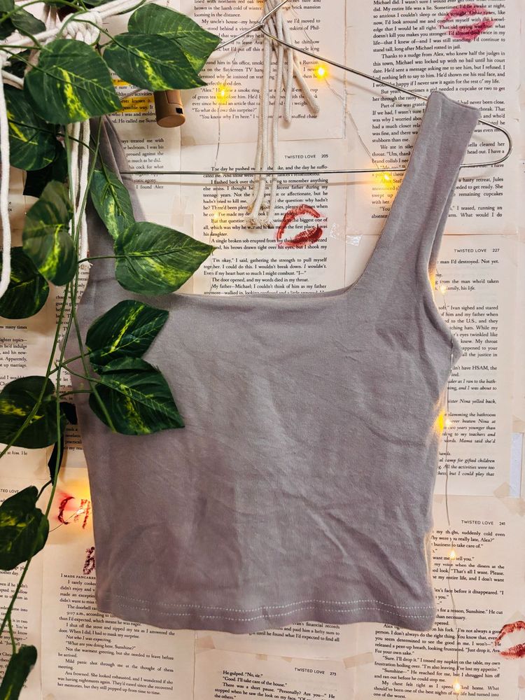 Chic Grey Ribbed Crop Top