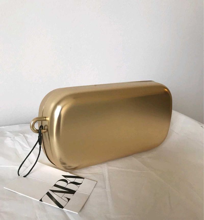 ZARA Unisex Gold Metal Sling Bag
