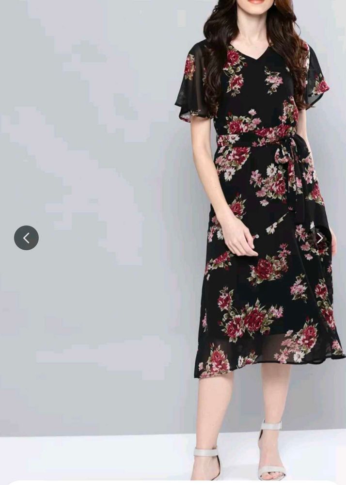 Midi Floral Wrap Dress