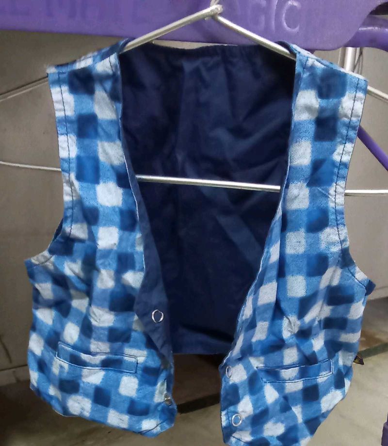 Boys Blue Checkered Vest