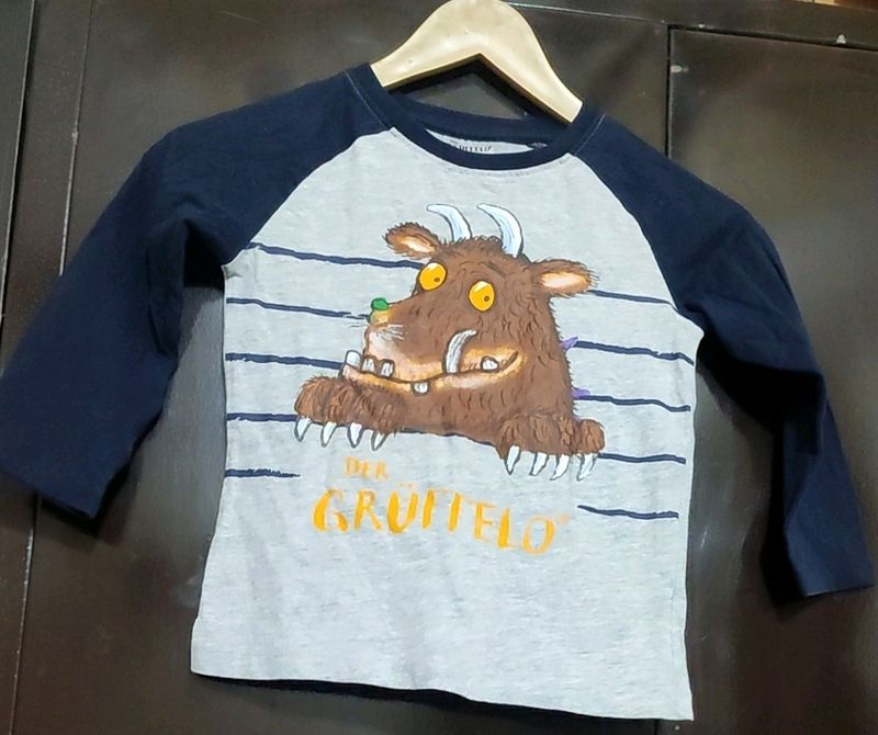 Grey &amp; Navy Blue T-shirt For Baby Boy 3- 4 Year